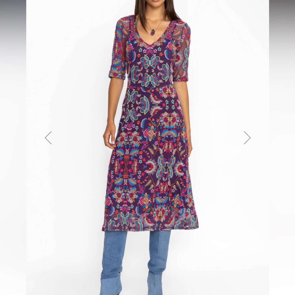 Johnny Was Jade Sayler Mesh Midi Dress